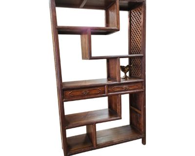 Asian Latticwork Etagere Bookcase