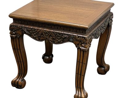 Sweet Home Furnishings Hand Carved Teak Wood Side Table From Thailand