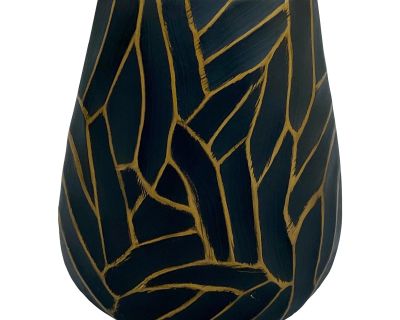 Abstract Modern Black and Gold Small Anika Vase