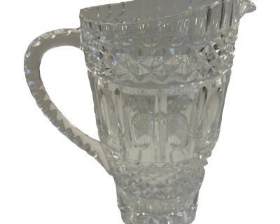 Vintage Lead Cut Crystal American Briliant Pitcher with Ornate Patterns