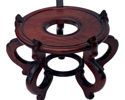 Chinese Brown Wood Round Table Top Stand Display Easel 10"