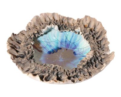 Handcrafted Art Studio Pottery Volcanic Raku Lava Bowl by Hutch Ceramics Maui