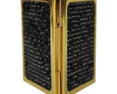 1990s Judith Leiber Novelty Gold-Tone Metal & Black Crystal Miniature Travel Photo Picture Frame
