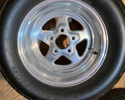 Four NEW Weld Prostar wheels, never had tires or been mounted on vehicle. Two 15 X 3.5 front runners. Two 15 x 8 with 3.5" backspacing. All 5 x 4.75 Chevy bolt pattern. Price in Summit Racing catalog $1156 for all four. Selling two 3.5" for $300; two 8" for $350; $750 for all four. Also have USED pair of Weld Prostar 15 x 10 with 4.5" backspacing, Chevy 5 x 4.75 bolt pattern, each with mounted ...