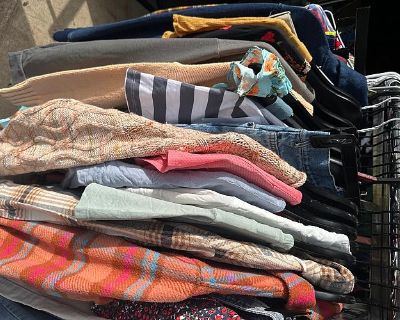 2500 Woodlark Cir, Gilbertsville, PA. Easy cul-de-sac parking. Tons of family clothing!!! ! I am hanging it all on hangers on many clothing racks for easy looking!!! Male and female clothing from young kids to adults, lots of teen girls sizes 0-4 and brands, and women s L/XL and men s/teen brands L/XL. Plus Household items, home decor items and vintage.