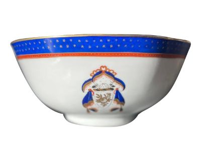 Vintage Handpainted Chinese Armorial Porcelain Bowl