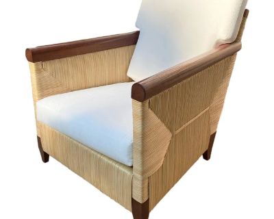 Vintage Coastal Lounge Chair, Designed by John Hutton for Donghia Designed by John Hutton, this Coastal Vintage Lounge Chair from Donghia s celebrated Merbau Collection, brings Serious Coastal Authority with Zero Seashell Kitsch. The frame is solid mahogany and the vibe is a master class in laid-back luxury. This lounge chair is the perfect example of graceful aging-- like your Coolest Aunt who...