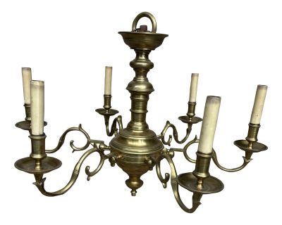 Early 19th Century Early English Brass Wired Chandelier