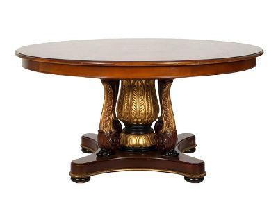 Mid 20th Century Inlaid Beachwood and Partial Gilt Center Table by Hurtado