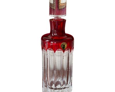 Rare Vintage Waterford Mixology TALON-Red & Clear Cut Crystal Decanter