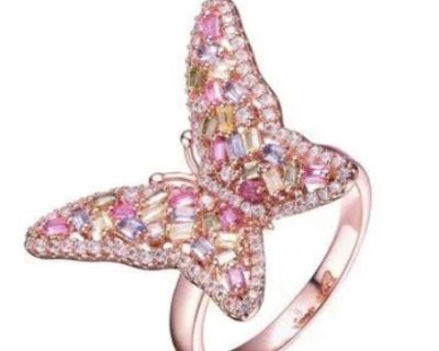 New!  18k Gold Plated Lab Butterfly Rings!  All Sizes!  Layaway!