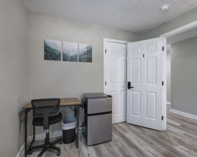 Enjoy living in a comfortable freshly and fully remodeled House. This comfortable home is decorated with modern touches while providing the basic necessities. All thats missing is you!The kitchen is equipped with a fridge, sink, oven, stovetop, as well as basic cookware and a keurig coffee maker. Its the perfect spot for you to cook at home and save money.Each Bedroom is equipped with a mini fr...