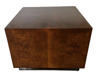 Milo Baughman Style Burled Square Walnut Coffee Table