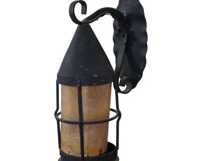 Vintage Gothic Scrolled Iron Wall Hanging Storybook Lantern Sconce