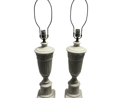 Early 20th Century White Column Lamps From the Biltmore Hotel - a Pair