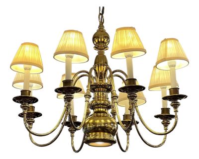 Vintage Forecast Brass 8 Light Chandelier + Downlight