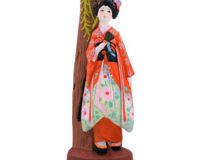 Mid Century Japanese Geisha Statue Clay Doll Wabi Sabi Handmade Vintage Hakata Kyoto Vintage