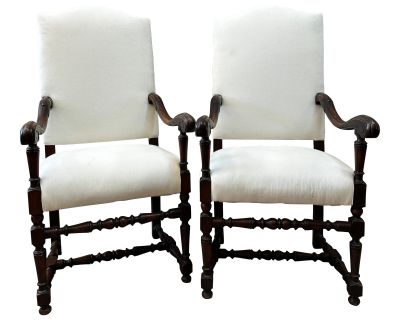 Pair of Louis XIV Period 17th Century Armchairs