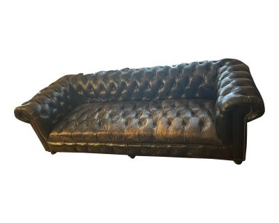 Timothy Oulton Distressed Rustic Chesterfield Rocker Tufted Leather Sofa