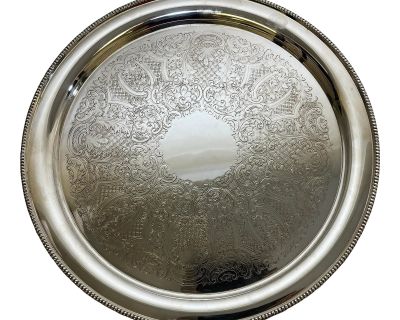 1980s Brass Etched Serving Tray by Rosemar