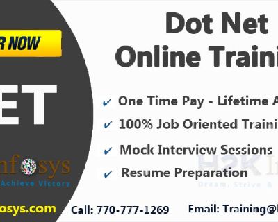 .Net online training, Job asst. and free real time experience by H2kinfosys.
