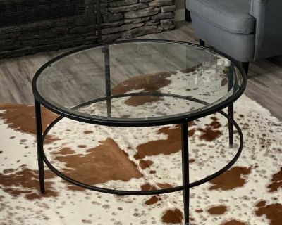 Round Glass Top Metal Coffee Table