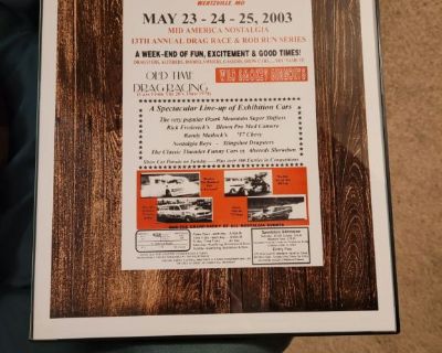 2003 MID AMERICA RACEWAY DRAG RACE ROD RUN FLYER POSTER FRAMED GLASS MAR 11X14
