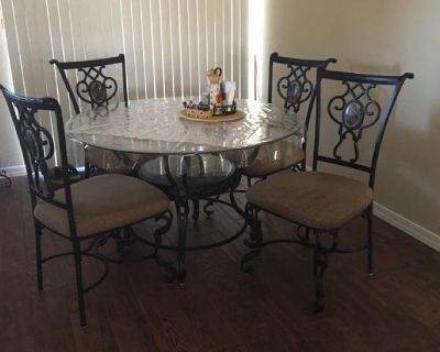 48" Glass Table Top & 4 Chairs