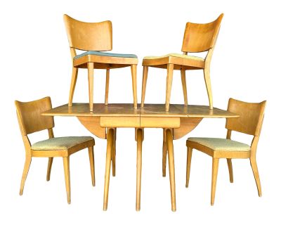 Mid Century Heywood-Wakefield Drop-Leaf Wishbone Dining Table With 4 Chairs