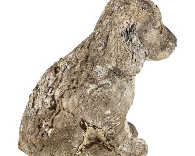 Antique Reconsitituted Stone Puppy or Dog Garden Ornament, Mid 20th C.