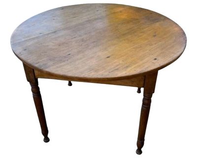 19th Century Pine Round Coffee Table From New England