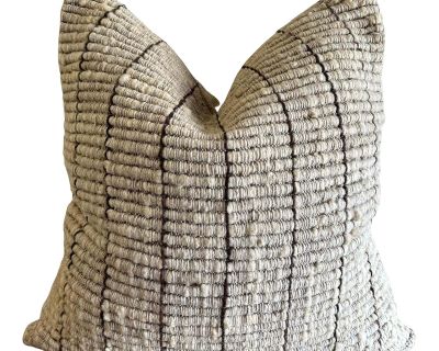 Feliz Handmade Organic Wool Pillow With Heavy Texture Brown Lines With Insert