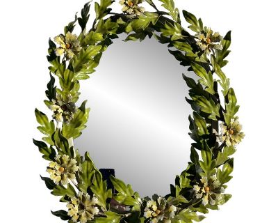 1970s Italian Tole Floral Mirror