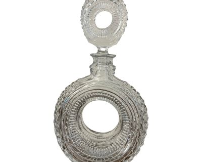 Vintage Round Glass Crystal Decanter With Stopper