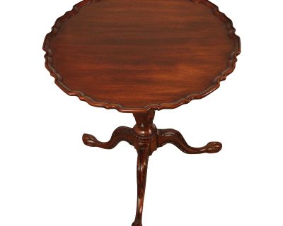 Henkel Harris Vintage 1990s Mahogany Tilt Top Ball & Claw Wine Table