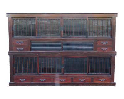 Antique 19th Century Large Two Section Antique Japanese Tansu Storage Cabinet