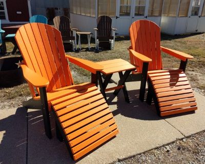 Adirondack Composite Poly Chair Set with End Table, Ottoman