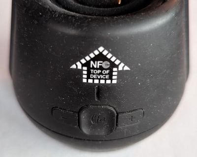 Small Bluetooth speaker (3" x 3"). Charges through a USB micro cord (included). Standard USB power supply (not included). Check out the pictures at: