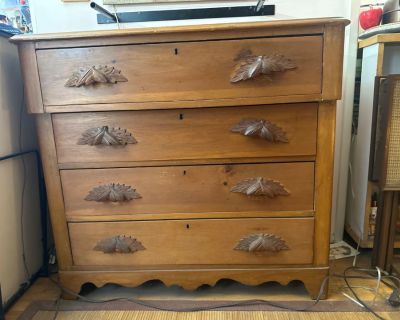 Antique pine dresser with maple leaf drawer pulls