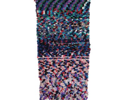 2000's Moroccan Colorful Upcycled Rag Rug - 7.3 X 3.6 Ft