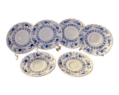 1960’s J&g Meakin Blue Onion English Saucers - Set of 6