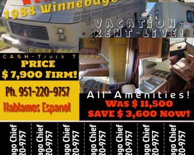 " Trade" Vacation~Rent~Live~ 1988 Winnebago Chief All Amenities!