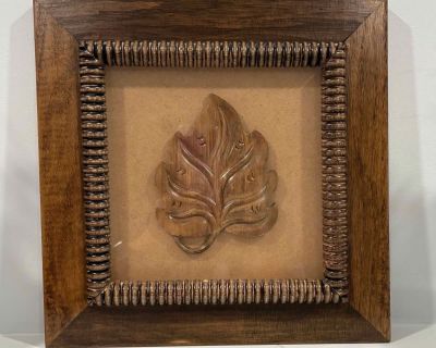 Wood Carved Leaf Framed Art