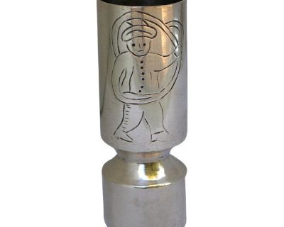 Late 20th Century Rare Silver Plate Sanborns Double Jigger Holloware Barware With Etched Design