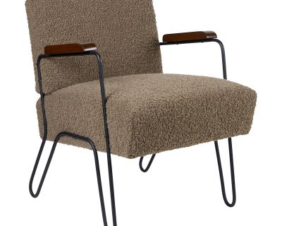 Custom Mid-Century Hairpin Style Chair in Alpaca Boucle
