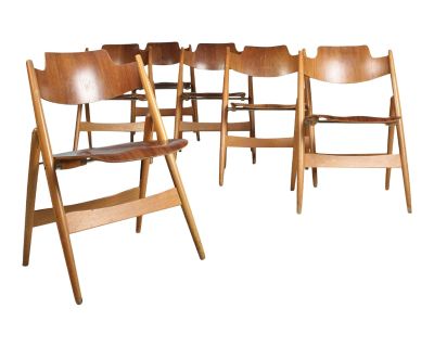 1960s Set of 6 Model Se18 Folding Walnut Dining Chairs by Egon Eiermann