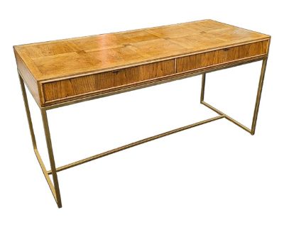 Vintage Crossbanded Parquet With Burl Accents Top Writing Desk