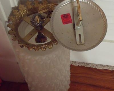 VINTAGE FROSTED DECO STYLE HANGING LAMP 14x6"