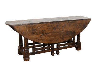 Oak Gate Leg Drop Leaf Wake Dining Table, England Circa 1880-1900