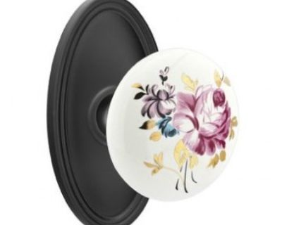Emtek Porcelain Door Knob with Brass Rosette | Locking hardware